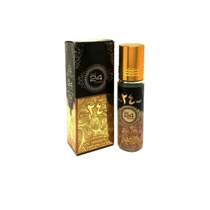 Experience the luxurious Oud 24 Hours Perfume Oil by Ard Al Zafraan. This alcohol-free, long-lasting fragrance features dark chocolate, oud, and amber in a convenient 10ml roll-on, perfect for travel.