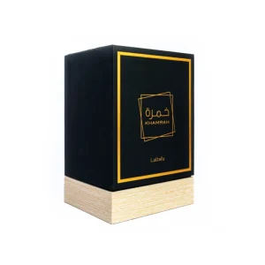 Lattafa Khamrah, A luxurious oriental-spicy fragrance with a blend of precious spices, woody warmth, and soft vanilla.